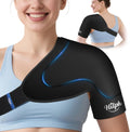 3D Double-Layer Gel Shoulder Ice Pack Wrap for Rotator Cuff & Surgery Recovery - Reusable Cold Therapy Gel Pack with Adjustable Straps, Easy to Wear, Flexible Fit for Men & Women, Medium